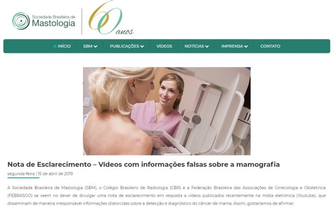 Cuidado com os vídeos com informações falsas sobre mamografia!