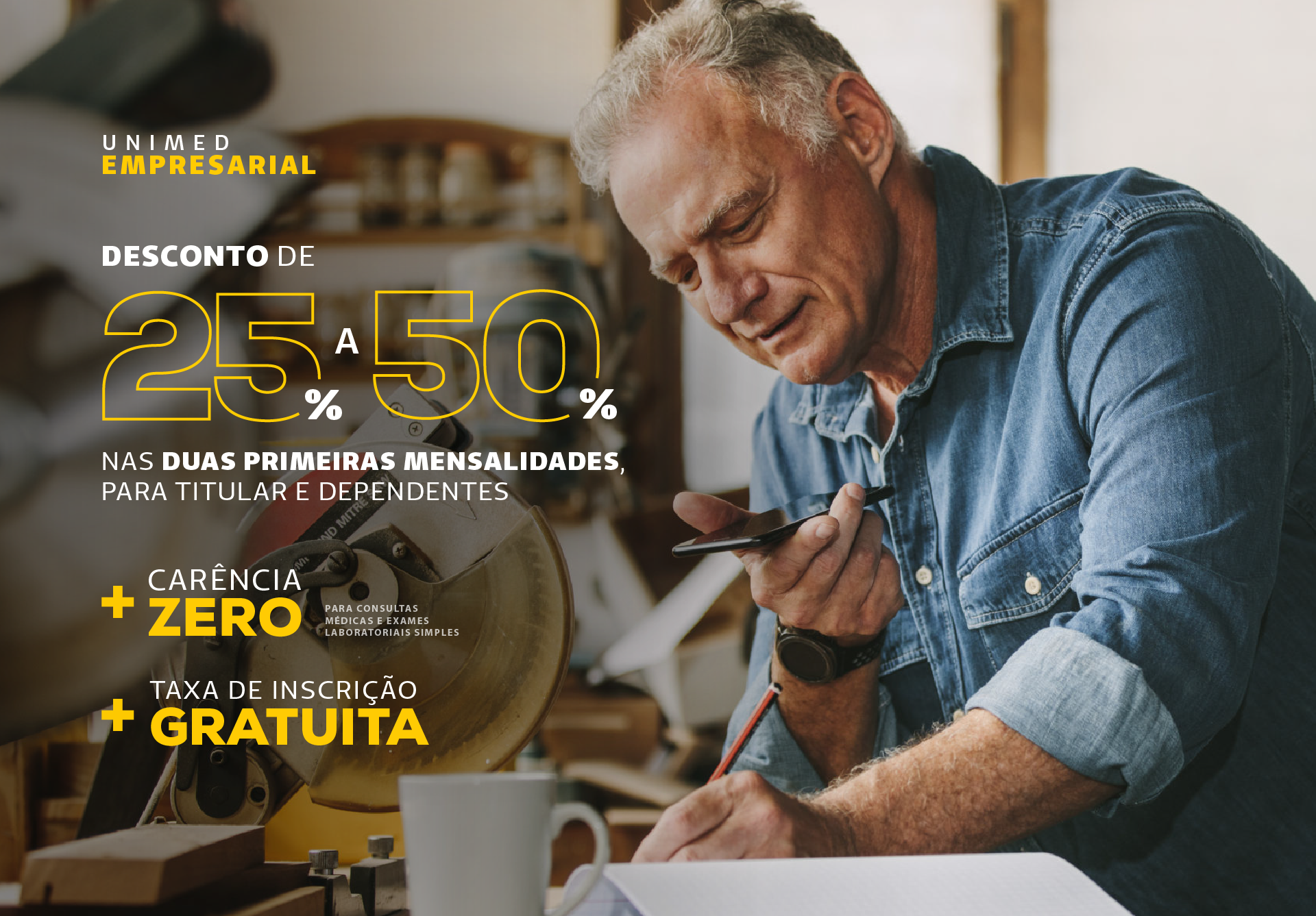 Banner explica desconto Plano Empresarial