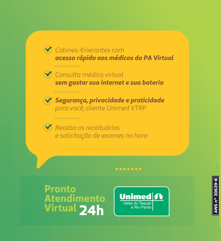 Card cita as qualidades das cabines de teleconsulta da Unimed VTRP